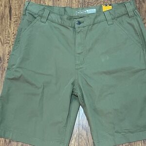 Carhartt Men's Rugged Flex Fit Canvas Work Shorts 38 Waist Olive Green